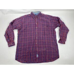 Austin Reed Sportsman Indigo Plaid Shirt Button Down Size M Red Blue